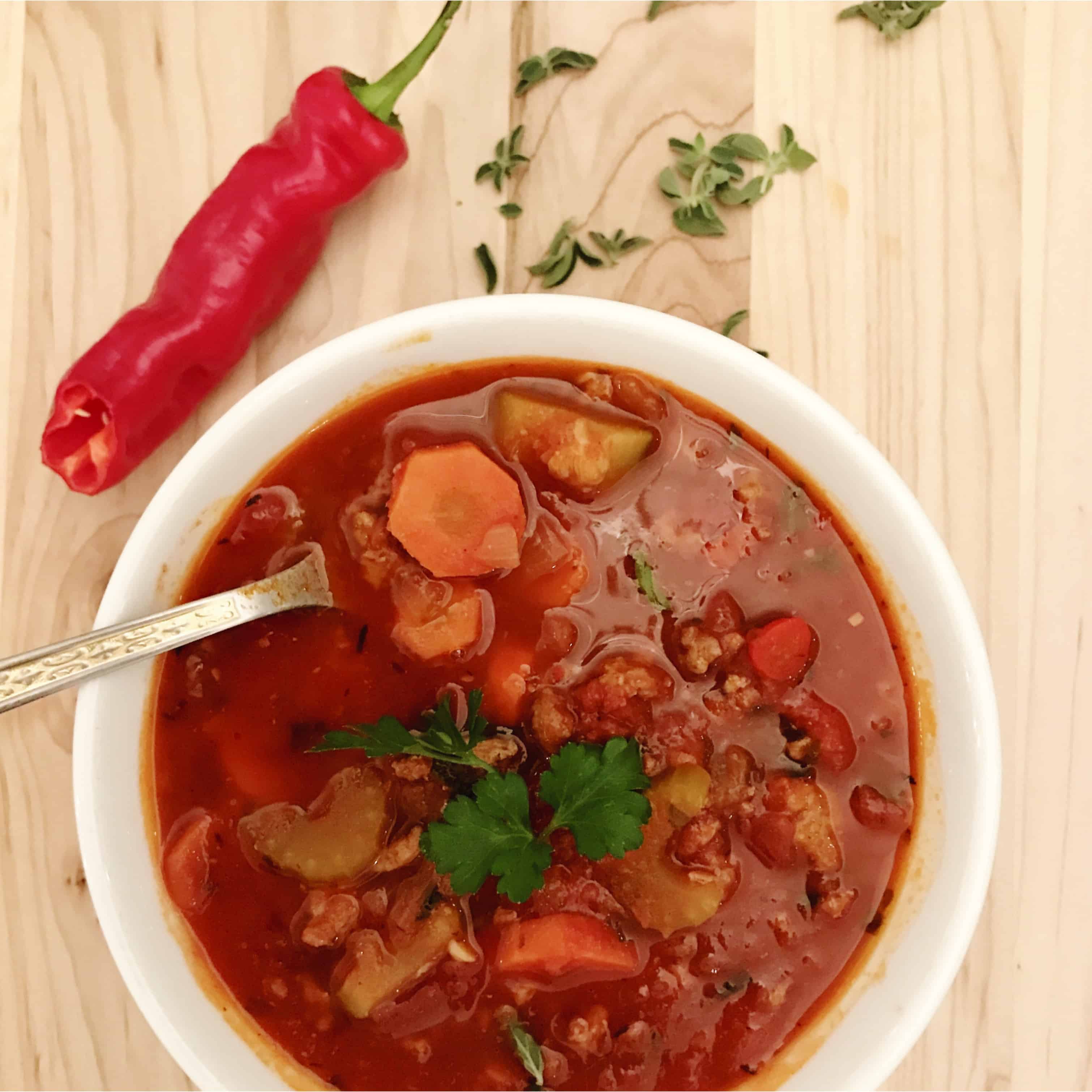 spicy burger soup